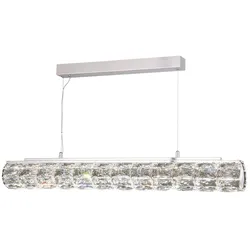 LED Hänge Kristall Leuchte dimmbar Chrom Pendel Decken Lampe Glas Wohn Zimmer Beleuchtung Höhe verstellbar