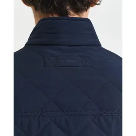 GANT Steppweste "QUILTED WINDCHEATER VEST", Herren, Gr. S, blau (evening blau), Web, Obermaterial: 100% Polyester, unifarben, normal hüftbedeckend, Westen Steppweste, mit Wattierung aus recyceltem Polyester