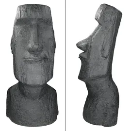 ECD Germany Moai Figur Rapa Nui Kopf 53,5 cm Hoch Steinguss Kunstharz Anthrazit Kunststoff, 26.5x53.5x19 Dekoration Skulpturen - Dekoobjekte, Skulpturen