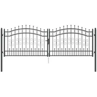 VidaXL Zauntor mit Speer-Top mit Schloss Grau 305 x