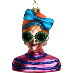 Christbaumschmuck 10,7cm Keramik Fashion Model Figur Handbemalt & mit Glitzer Weihnachtsbaum Anhänger Weihnachten Weihnachtsbaumschmuck Mode Frau Bunt