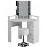 Vicco Eckschminktisch Tilda Weiß, 113.3 cm mit LED Beleuchtung und Hocker