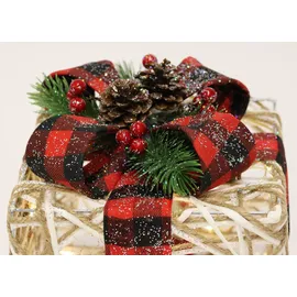 I.GE.A. Dekofigur I.GE.A. "Weihnachtsfigur Leuchtfigur LED-Geschenk mit Schleife", rot (weiß, rot), B:15cm H:19cm, Polyester, Dekofiguren, Geschenkpaket Schleife Tanne Beeren Zapfen Weihnachtsdeko beleuchtet