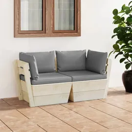 vidaXL Palettensofa 2-Sitzer 120 x 80 x 70 cm Grau