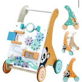 Labebe Lauflernwagen aus Holz für Babys ab 1 Jahr Laufwagen Holz-Walker Holzwagen Gehhilfe für Kleinkinder - Bunt