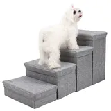 Hundetreppe für kleine Hunde, Kreative Welpenbetttreppe 4-stufige Haustiertreppe, rutschfeste Hunderampe, mit Aufbewahrung, nicht reizende faltbare Indoor-Hundehütten-Treppe, für Hochbett und Couch