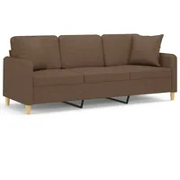 VidaXL 3-Sitzer-Sofa mit Zierkissen Braun 180 cm Stoff