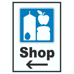 HB-Druck Shop Schild mit Pfeil links A2 (420x594mm)