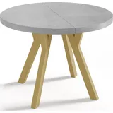 ESSTISCH Mateo runder ausziehbarer, Grauer Beton 100-200/100/76 cm