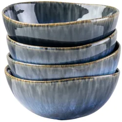 Gipfelstück Schüssel-Set, Steinzeug Wilde Schlucht Blau