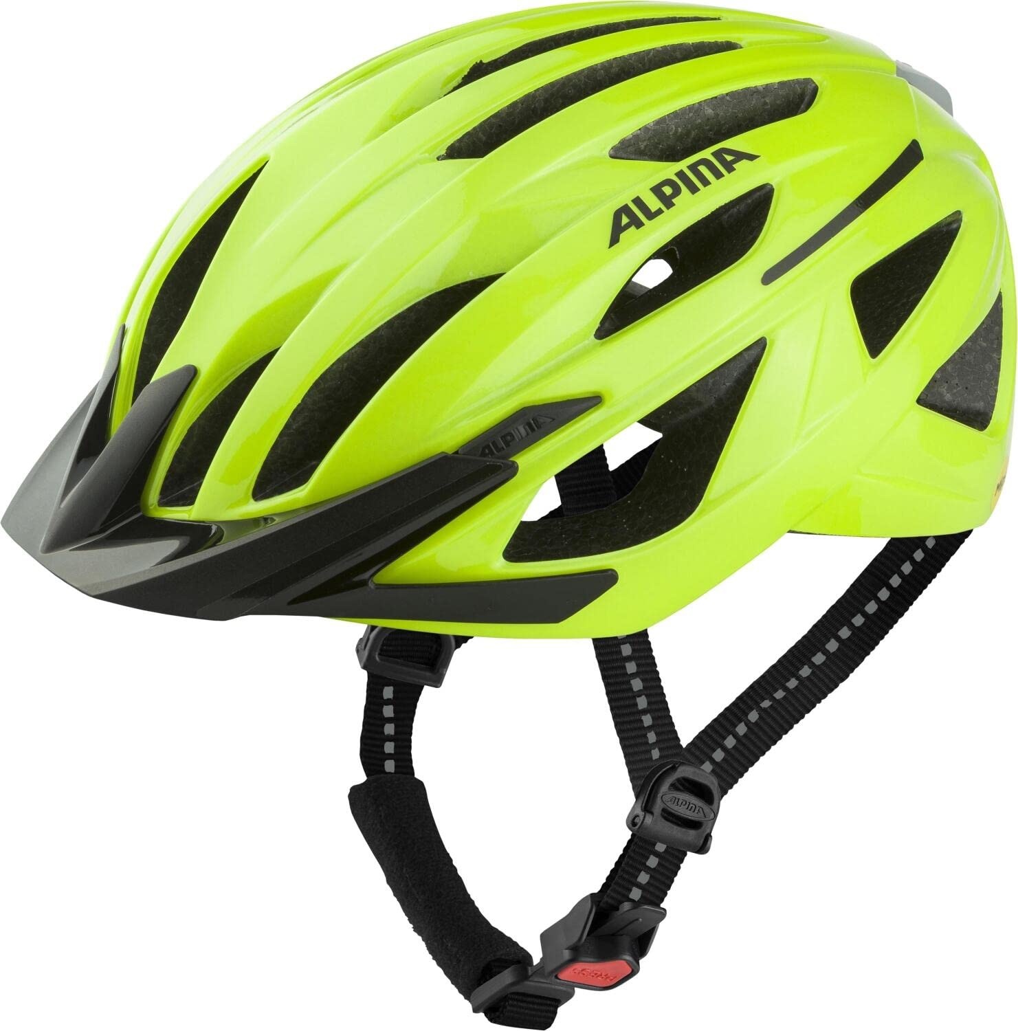 ALPINA GENT MIPS - Reflektierender, Optimal Sichtbarer & Sicherer MIPS Fahrradhelm Mit Fliegennetz Für Erwachsene, be visible gloss, 51-56 cm