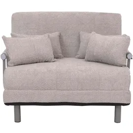 Mendler Schlafsessel HWC-K29, Klappsessel Schlafsofa Gästebett, Liegefläche 190x100cm, Stoff Bouclé (500g/m2) ~ grau