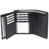 Frentree Frentree® Herren Leder Geldbörse mit RFID Schutz, 11 Kartenfächer, Hochformat Portemonnaie, Schwarz