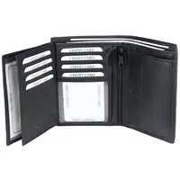 Frentree Frentree® Herren Leder Geldbörse mit RFID Schutz, 11 Kartenfächer, Hochformat Portemonnaie, Schwarz