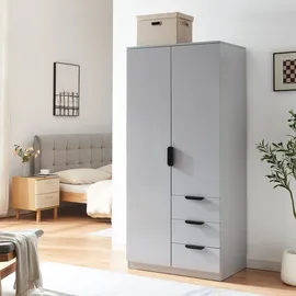 [en.casa] Kleiderschrank Eiselfing 80 x 176 x 52 cm Grau
