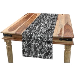 Abakuhaus Tischläufer Esszimmer Küche Rechteckiger Dekorativer Tischläufer, gotisch Vintage Rosen-Herzen schwarz|weiß 40 cm x 180 cm