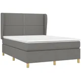 vidaXL Boxspringbett mit Matratze Dunkelgrau 140x200 cm Stoff