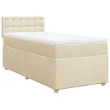 vidaXL Boxspringbett mit Matratze Creme 100x200 cm Stoff