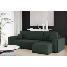 Kaiser Möbel Ecksofa mit schlaffunktion und bettkasten, Sofa L-form, Couch L-form BEST Dicker Cord Rechts Grün - dunkelgrün