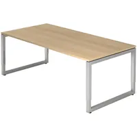 Bümö Schreibtisch Eiche, Silber, Nachbildung,Eiche, Rechteckig, 200x74x100 cm, FSC
