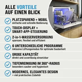 monzana MSPM900 Tischgeschirrspüler (freistehend, 450 mm breit, Weiß)