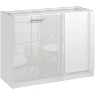 roe furniture Eckschrank 105 cm - Eckunterschrank - Küchenschrank - Küchenmöbel - Küchenunterschrank - Schrank Küche - Unterschrank Küche - Küchenschränke Einzeln Weiß Hochglanz