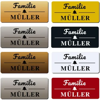 XMHome 2 Stueck XL Türschild Namensschild für Haustür Briefkasten oder Klingel Türschilder auch als Büroschild nutzbar personalisierbar mit Namen & Symbol wetterfeste Lasergravur Mehrere Farben (2)