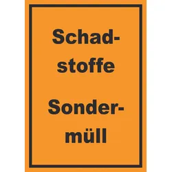 HB-Druck Schadstoffe Sondermüll Mülltrennung Schild mit Text hochkant A0 Rückseite selbstklebend