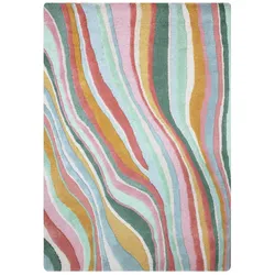 KADIMA DESIGN Wollteppich Handgetuftet Abstraktes Wellenmuster Multicolor Langlebig | 160x230cm