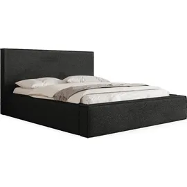 WFL GROUP Polsterbett Terra mit Bettkasten Schwarz Boucle 120x200 cm,