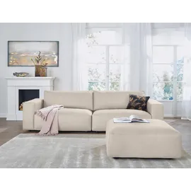 GALLERY M branded by Musterring Big-Sofa »LUCIA«, in vielen Qualitäten und 4 unterschiedlichen Nähten, 3-Sitzer beige