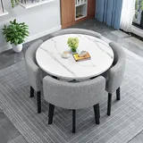 BIBZBKH KüChentisch, Esstisch Mit 4 StüHlen, moderner runder Küchentisch und Stoffstühle, platzsparendes Tischset für Zuhause und Büro 80 * 80 * 75cm A18