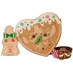 Funko Disney - Lilo & Stitch - Loungefly Disney Umhängetasche Lilo & Stitch Angel and Stitch Gingerbread Heart
