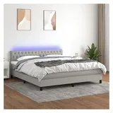 vidaXL Boxspringbett mit Matratze & LED Hellgrau 180x200 cm Stoff