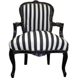 Casa Padrino Barock Salon Stuhl Schwarz / Weiß Streifen / Schwarz - Möbel gestreift