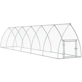vidaXL Hühnerkäfig Silbern 600x105x120 cm Verzinkter Stahl
