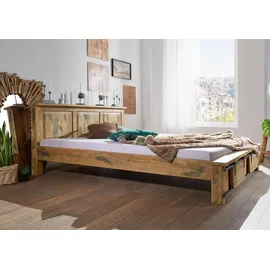 Massivmoebel24 Bett Mango 180x200 natur lackiert RAILWAY 142