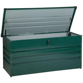 Beliani Auflagenbox Grün Metall 400 l 132 x 62 cm Wasserdicht Abschließbar mit Deckel Garten Aufbewahrungsbox Gartenbox Kissenbox für die Terrasse