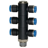Riegler T-Mehrfachverteiler »Blaue Serie«, 6-fach drehbar, R 3/8 a.