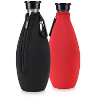 kwmobile Outdoor-Flaschenkühler 2x Schutzhülle für SodaStream Glasflasche, Neopren Hülle für Glasflasche - Flaschen Kühler für Wasser Karaffe rot|schwarz
