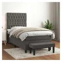 vidaXL Boxspringbett 100 x 200 cm Dunkelgrau