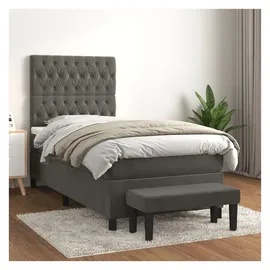 vidaXL Boxspringbett 100 x 200 cm Dunkelgrau