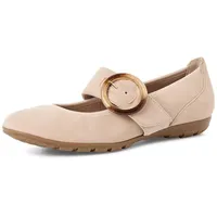 Marco Tozzi Damen Ballerinas aus Leder mit Klettverschluss, Beige (Dune), 37 EU
