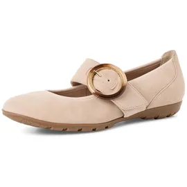 Marco Tozzi Damen Ballerinas aus Leder mit Klettverschluss, Beige (Dune), 37 EU