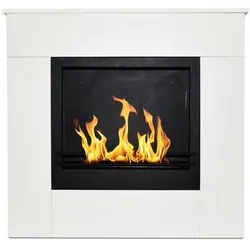Bodenstehender Bioethanol-Kamin aus weißem Holz, hergestellt in Italien, Michelangelo, 96 x 36 x 90 h