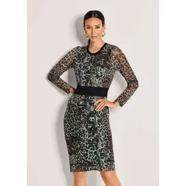 Madeleine Etuikleid Animal-Print Beige/Schwarz 48