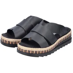 Pantolette, Keilabsatz, Sommerschuh, Schlappen mit Juteumrahmung, Gr. 36, schwarz, , 66851139-36