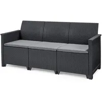 Koll Living Garden Lounge Sofa, 3-Sitzer - stilvolles Sofa in Rattan Optik - inklusive Sitzkissen - ergonomische Rückenlehne für maximalen Sitzkomfort