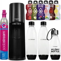 Sodastream Wassersprudler Terra Schwarz Set mit 3 Flaschen und Sirup - Schwarz