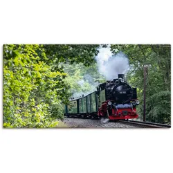 Wandbild ARTLAND "Rügen Rasender Roland Panorama", grün (farbe bild(er): grün), B:100cm H:50cm, Canvas, Leinwand, Bilder, als Leinwandbild in verschied. Größen